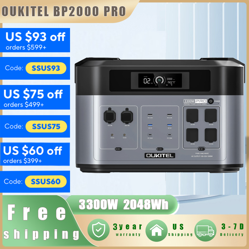 Solar Emergency Charger - OUKITEL BP2000 PRO Portable Power Station