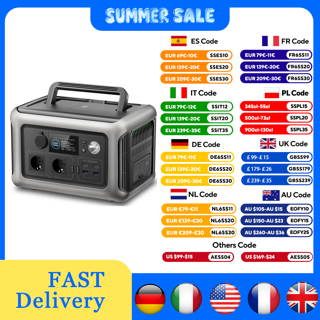 Solar Emergency Charger - ALLPOWERS R600 Portable Power Station 600W