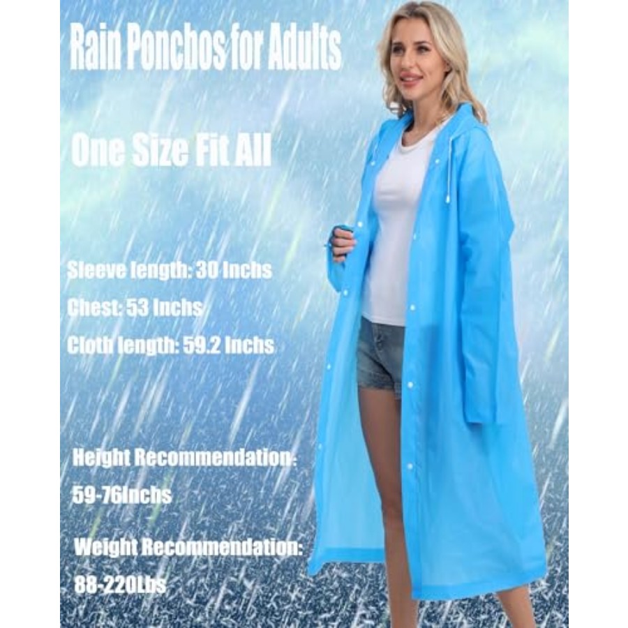 2-Pack Reusable Rain Ponchos f - Emergency Poncho Rain ulasan dan harga