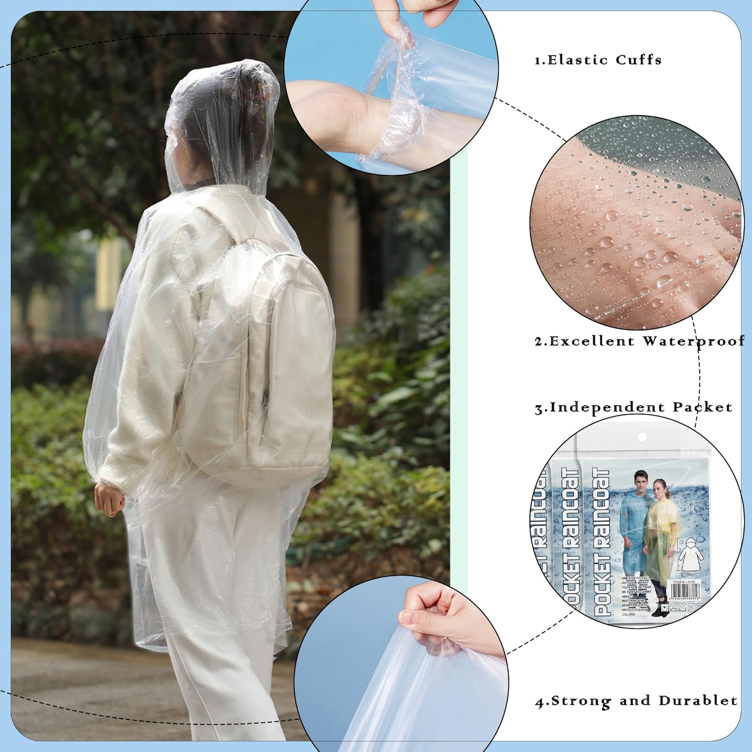 10 Pack Disposable Rain Poncho - Emergency Poncho Rain ulasan dan harga