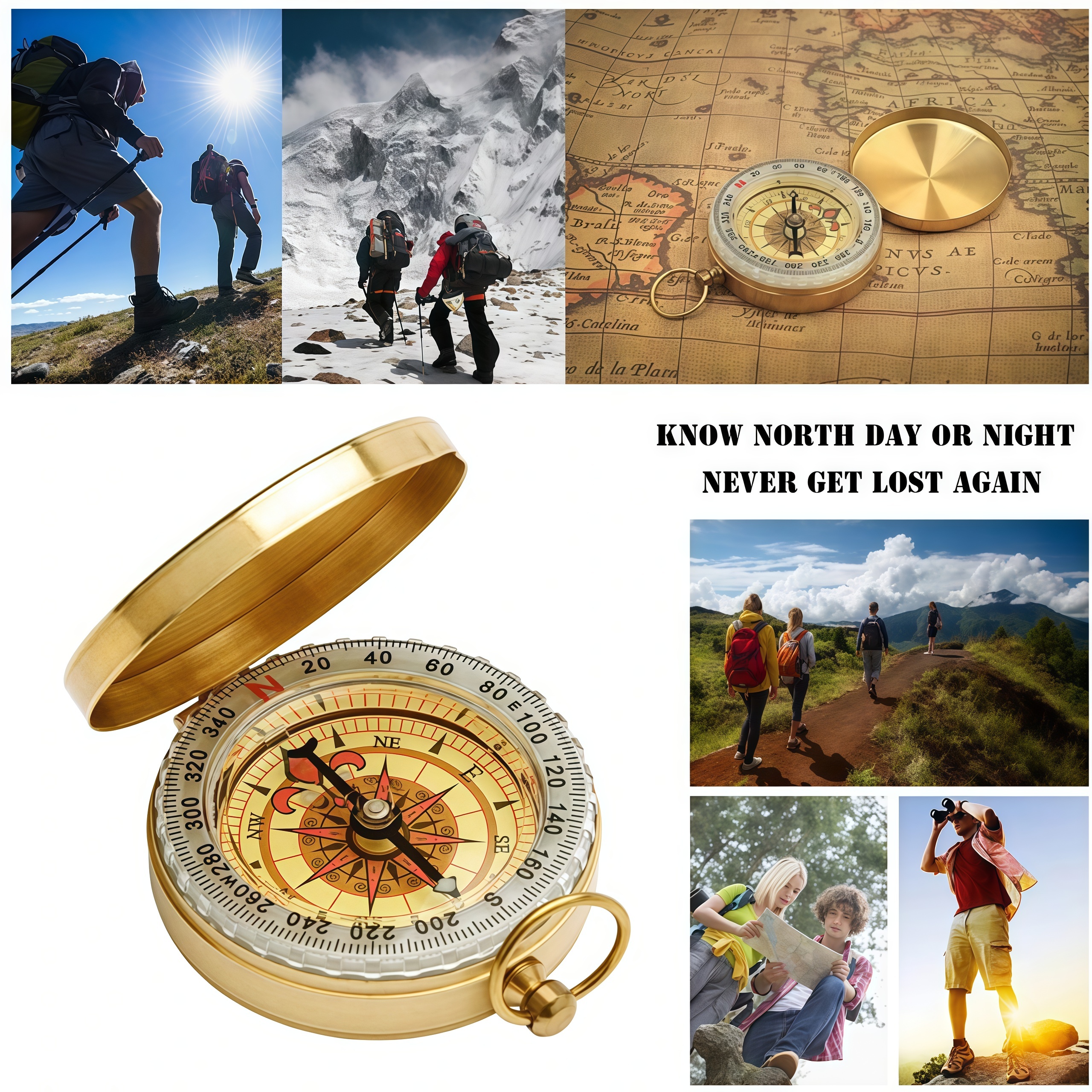 Brass Outdoor Compass - Gold C - Compass Lensatic ulasan dan harga